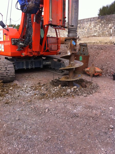 Drilling the piling holes