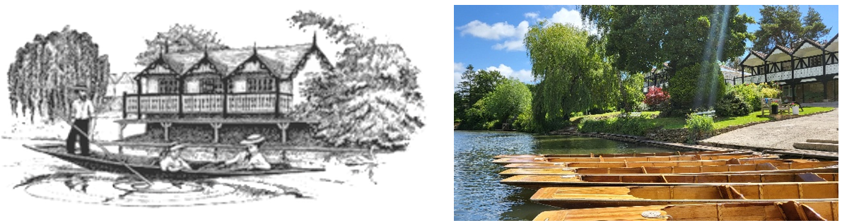 An illustration and a photo of Bath Boating Station