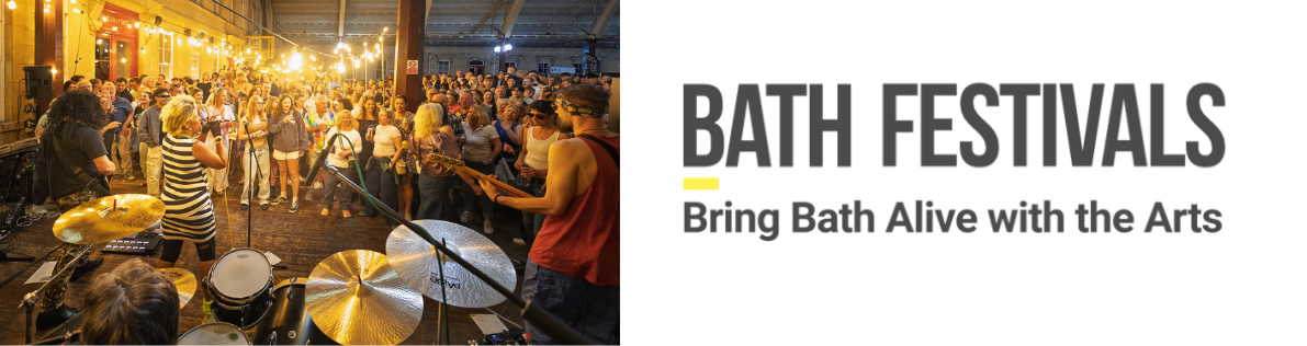Rubix Groove playing at Party in the City at Green Park Station and the Bath Festivals logo