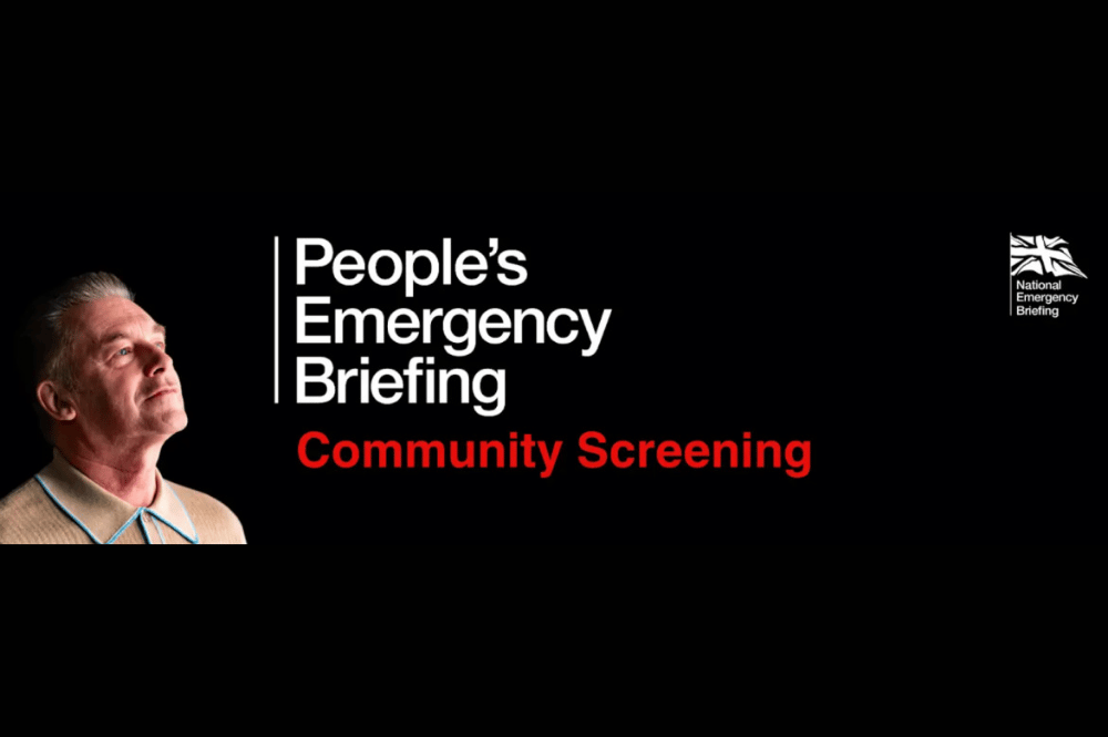 Poster for the People's Emergency Briefing with a photo of Chris Packham