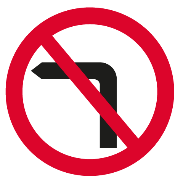 Open a large version of this image Image of a banned left turn sign