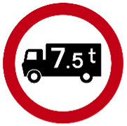 Open a large version of this image Image of a commercial vehicle weight restriction sign