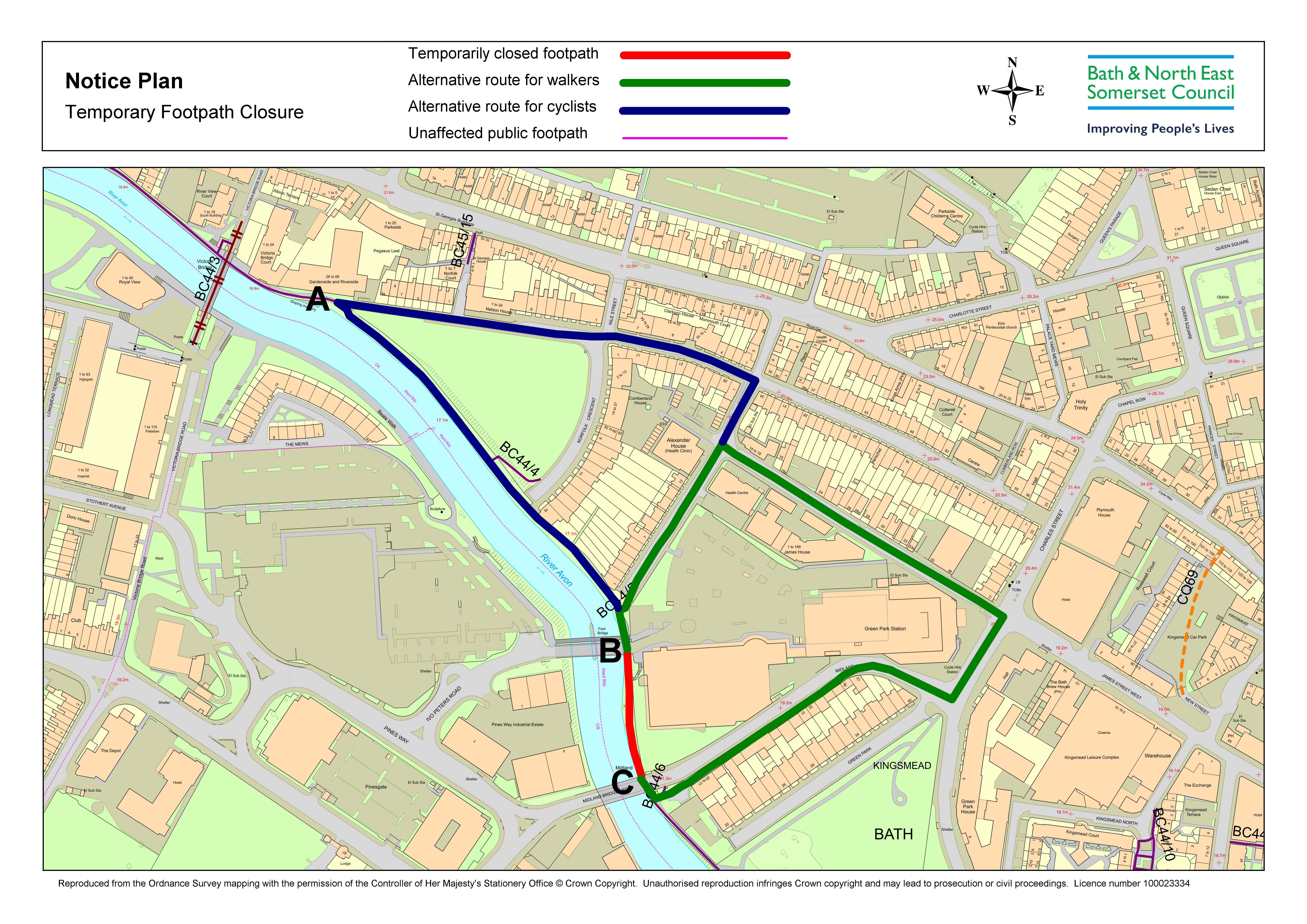 Open a large version of this image Map of Midland Bridge closure