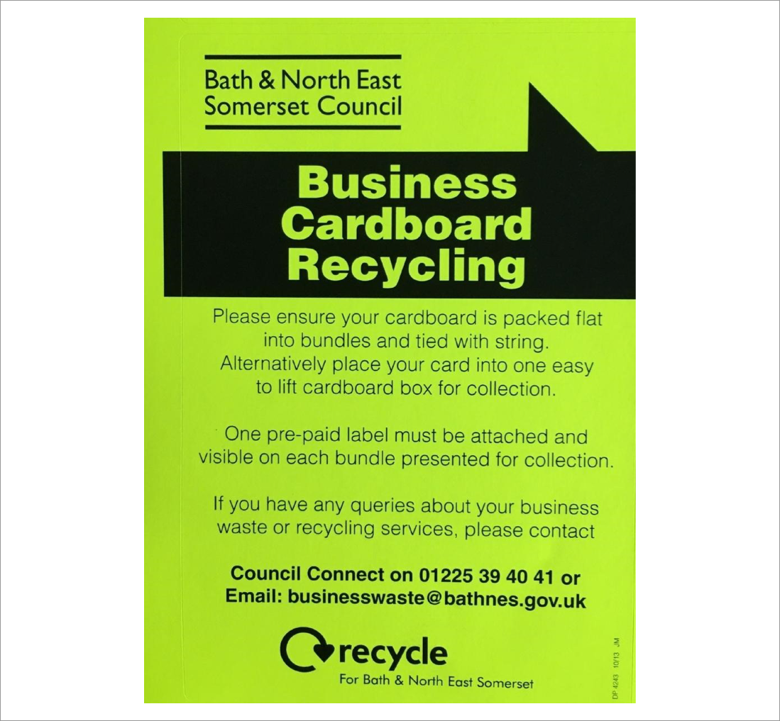Sticker for cardboard business waste 