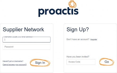 Register or sign in screen