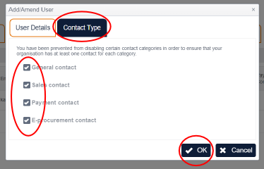 Contact type tab details