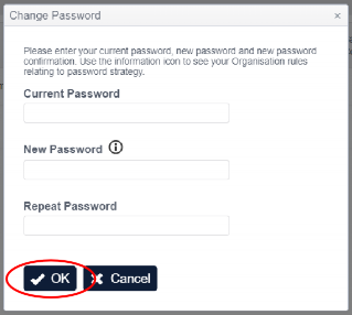 Change password OK button