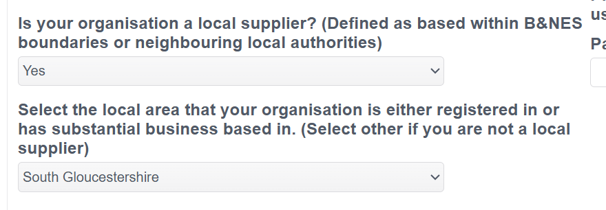 Local supplier screen