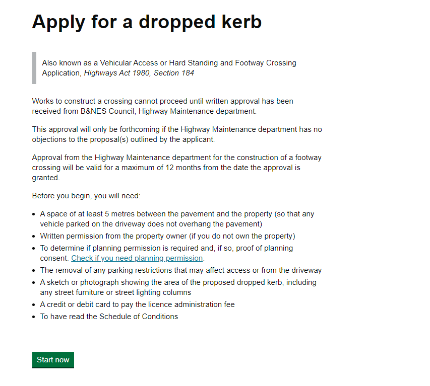 Drop Kerb Guidance