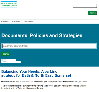 Web page with a searchable box so people can search for policies and documents
