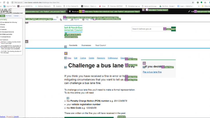 Example of WAVE on one of our new pages