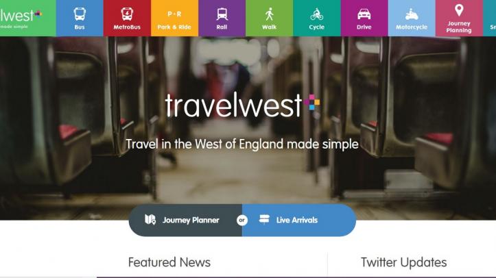 Home page of the Travel West website