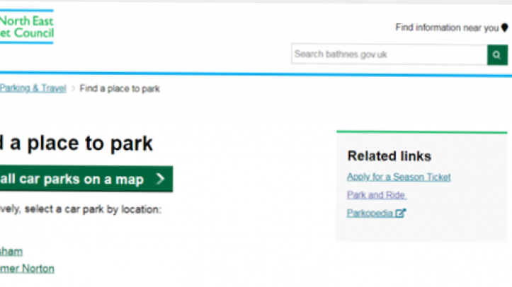 Prototype of our Find a place to park page