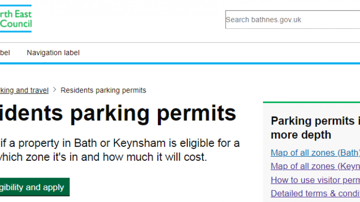 Website page about residents parking permits