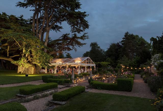 Outside of the Bath Priory Hotel at night