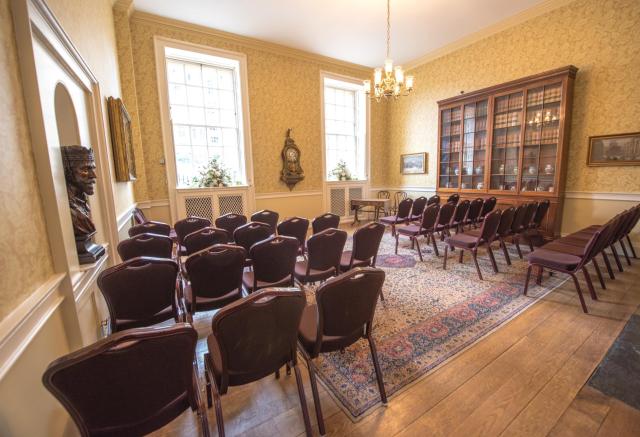 Classic room with chairs set up for a ceremony