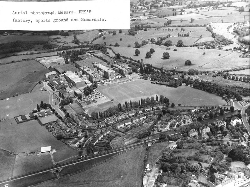 Aerial view Fry's factory, sports ground and Somerdale