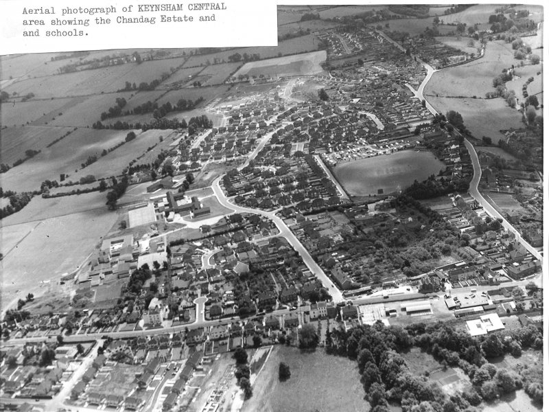Aerial view, Keynsham central, chandag estate and schools