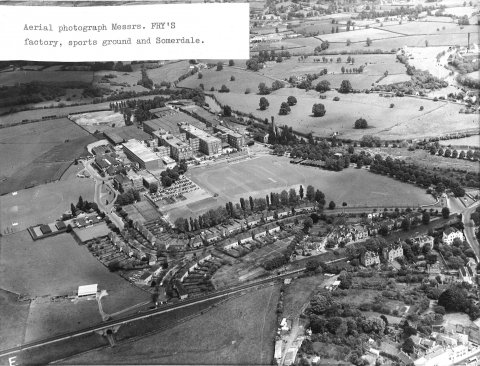 Aerial view Fry's factory, sports ground and Somerdale