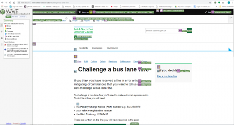 Example of WAVE on one of our new pages
