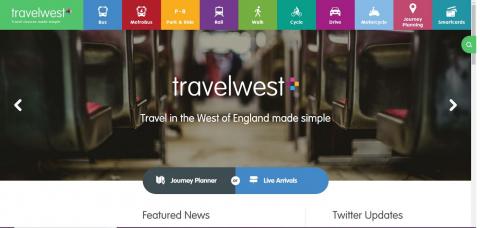Home page of the Travel West website
