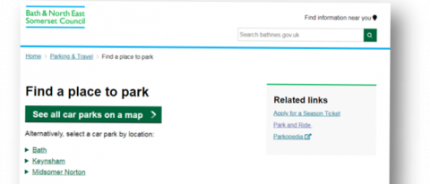 Prototype of our Find a place to park page