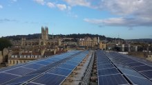 Solar Panels owned and installed by Bath & West Community Energy on Bath & North East Somerset Council's One Stop Shop Building in central Bath