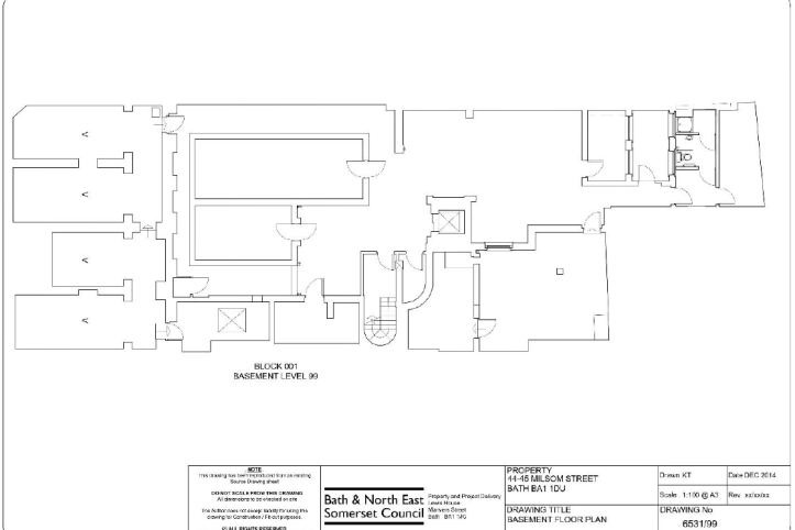 Basement floor plan of 44-45 Milsom Street