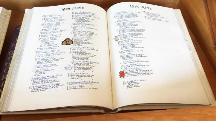 Book of Remembrance in situ at Haycombe