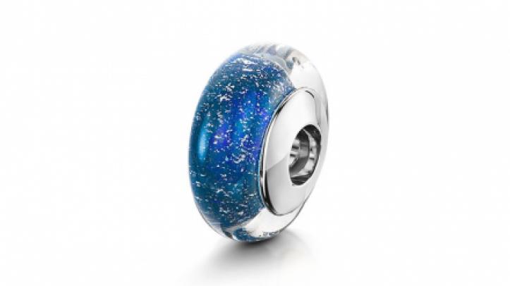 silver and blue charm bead