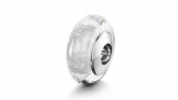 silver and clear charm bead