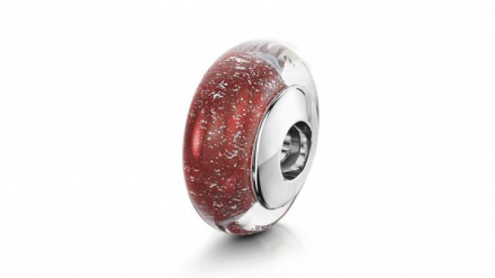 silver and ruby charm bead
