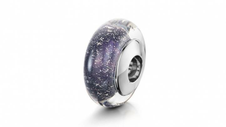 white gold and purple charm bead