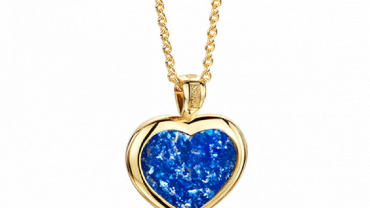 gold and blue heart pendant