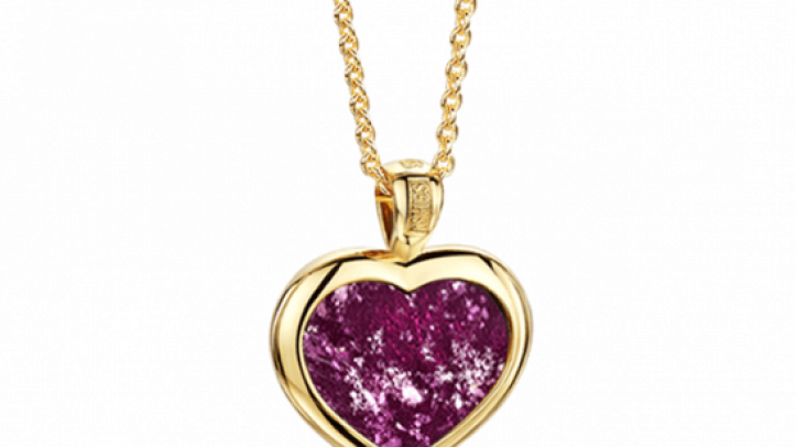 gold and purple heart pendant