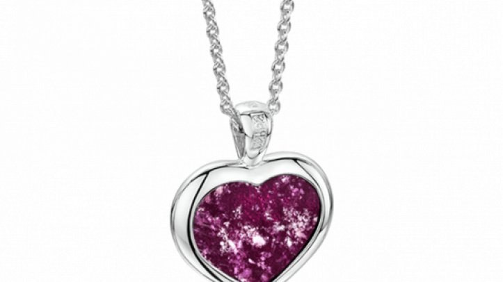 silver and purple heart pendant