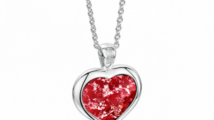 silver and ruby heart pendant