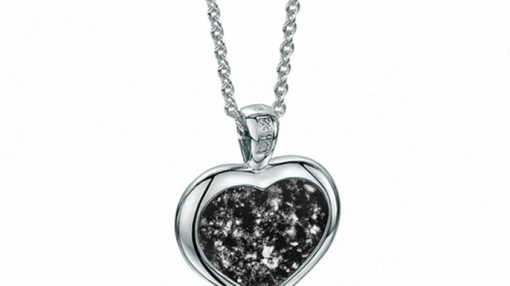 white gold and black heart pendant