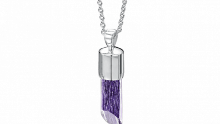 silver and purple long pendant