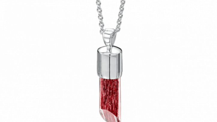 silver and ruby long pendant