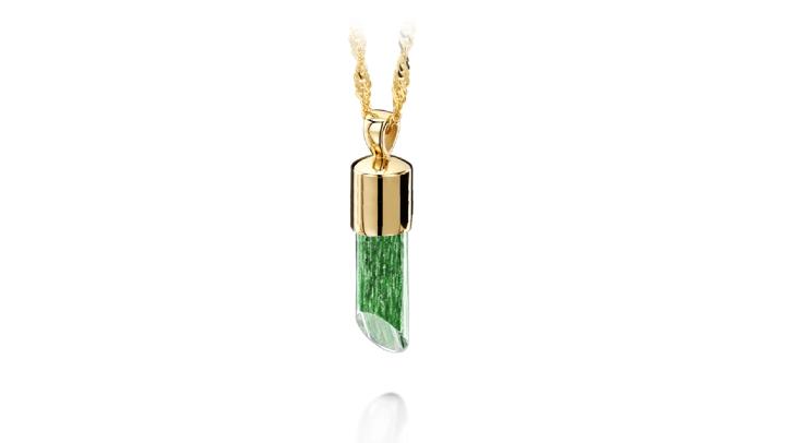 gold and green long pendant