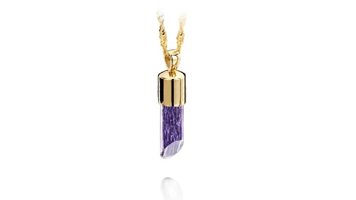 gold and purple long pendant