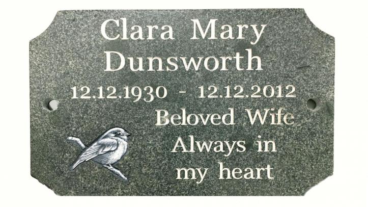 Welsh slate engraved memorial plaque