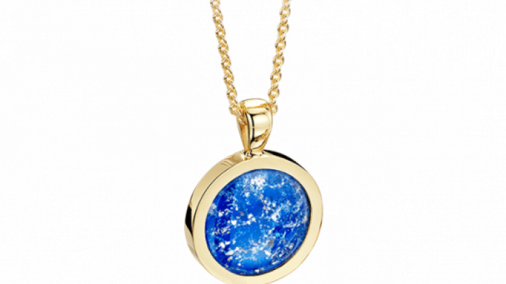 gold and blue round pendant
