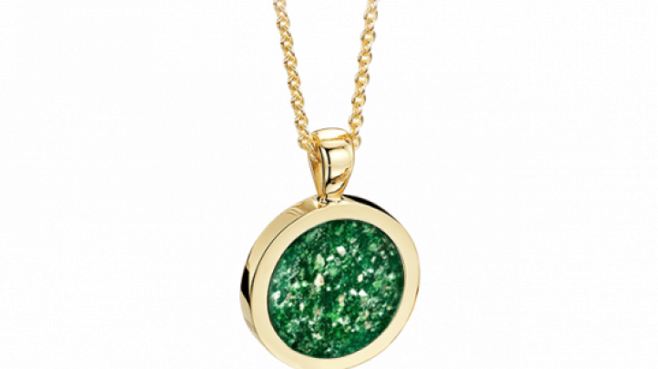 gold and green round pendant