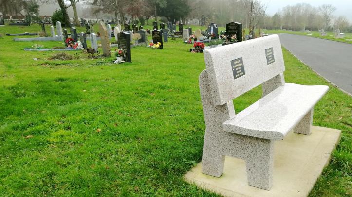 backed granite bench at Haycombe