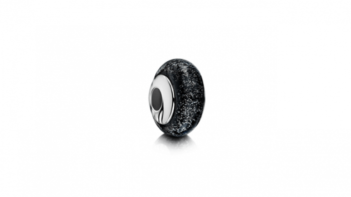 white gold and black charm bead