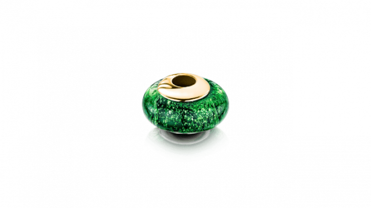 gold and green charm bead