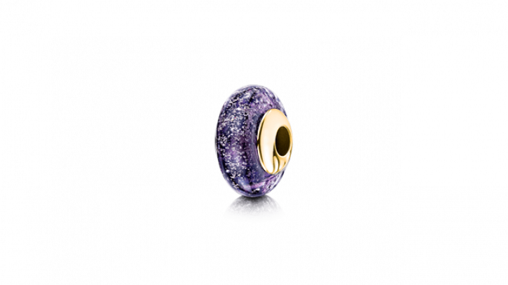 gold and purple charm bead