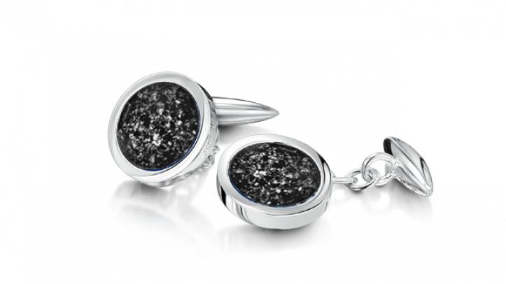 white gold and black cufflinks